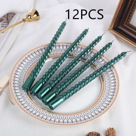 Plated Thread Long Brush Holder Candle (Option: Green-12PCS)