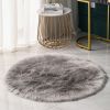 1pc Round Faux Fur Sheepskin Rugs; Fluffy Living Room Carpet; Bedroom Floor Mat; Fluffy Round Rug For Seat Cover; Photographing Background Of Jeweller