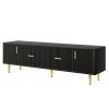 Modern TV Stand with 5 Champagne Legs - Durable, Stylish and Spacious, TVs Up to 75''