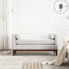 53.5"W Elegant Upholstered Bench, Ottoman with Wood Legs & Bolster Pillows for End of Bed, Bedroom, Living Room, Entryway