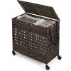 110L 2-Section Laundry Hamper with 2 Removable and Washable Liner Bags