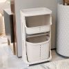 Laundry Basket Plastic Hamper 2-Tier Storage Sorter Hampers with Wheels for Kitchen Bedroom Bathroom Free Standing Storage Baskets Gray