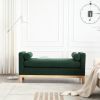 53.5"W Elegant Upholstered Bench, Ottoman with Wood Legs & Bolster Pillows for End of Bed, Bedroom, Living Room, Entryway