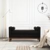 53.5"W Elegant Upholstered Bench, Ottoman with Wood Legs & Bolster Pillows for End of Bed, Bedroom, Living Room, Entryway