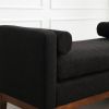 53.5"W Elegant Upholstered Bench, Ottoman with Wood Legs & Bolster Pillows for End of Bed, Bedroom, Living Room, Entryway