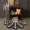 Spider Web Indoor Halloween Rug Plush Gothic Bathroom Mat, Non-Slip