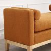 53.5"W Elegant Upholstered Bench, Ottoman with Wood Legs & Bolster Pillows for End of Bed, Bedroom, Living Room, Entryway