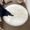 1pc Round Faux Fur Sheepskin Rugs; Fluffy Living Room Carpet; Bedroom Floor Mat; Fluffy Round Rug For Seat Cover; Photographing Background Of Jeweller