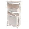 Laundry Basket Plastic Hamper 2-Tier Storage Sorter Hampers with Wheels for Kitchen Bedroom Bathroom Free Standing Storage Baskets Gray