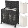 110L 2-Section Laundry Hamper with 2 Removable and Washable Liner Bags