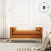 53.5"W Elegant Upholstered Bench, Ottoman with Wood Legs & Bolster Pillows for End of Bed, Bedroom, Living Room, Entryway