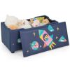 Kids Wooden Upholstered Toy Storage Box with Removable Lid