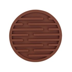 Striped Round Silicone Coaster Set (Option: Brown-6 Pad Bags)