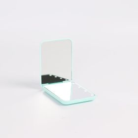 Portable Handheld Folding LED Light Makeup Mirror (Color: green)