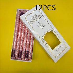 Plated Thread Long Brush Holder Candle (Option: Pink-12PCS)