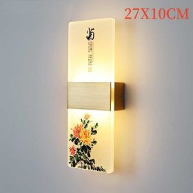 Plum, Orchid, Bamboo, Chrysanthemum LED Bedside Lamp (Option: Chrysanthemum-27x10cm-Tricolor light)