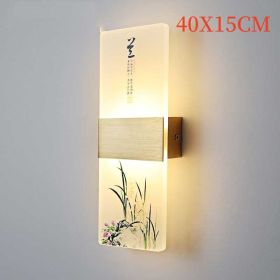 Plum, Orchid, Bamboo, Chrysanthemum LED Bedside Lamp (Option: Orchid-40x15cm-Tricolor light)