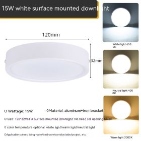 Ultra-thin Household Folding Punch Free Led Surface Mounted Downlight (Option: Warm Light 3000K-White 15W)